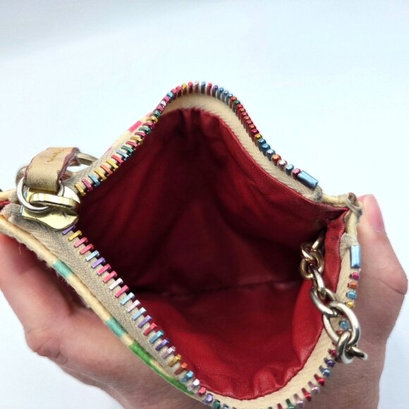 Vintage Dooney & Bourke Wallet Wristlet Rainbow DB Monogram Coated Canvas Y2K - Picture 3 of 7